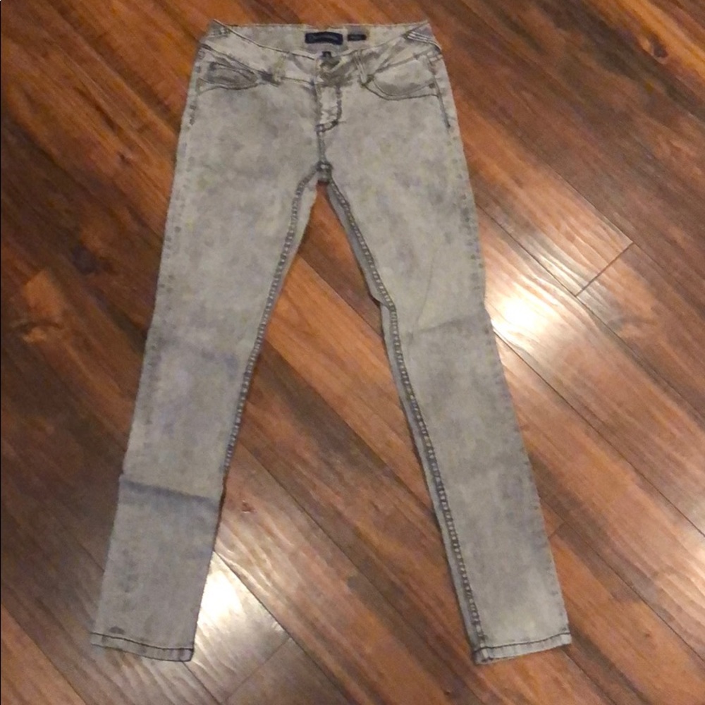 Acid wash style jeans.